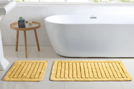 Mijölnir Juego de alfombrillas de baño de algodón 100% Mostaza (2 piezas)